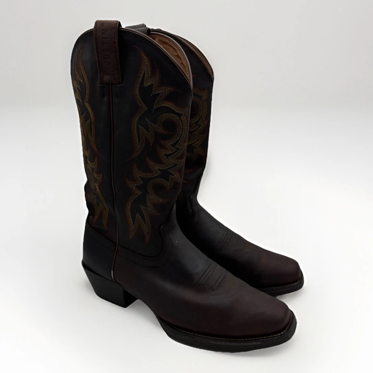 Bottes De Cowboy Justin Homme 8.5 D - Cuir Noir - Modèle 4909