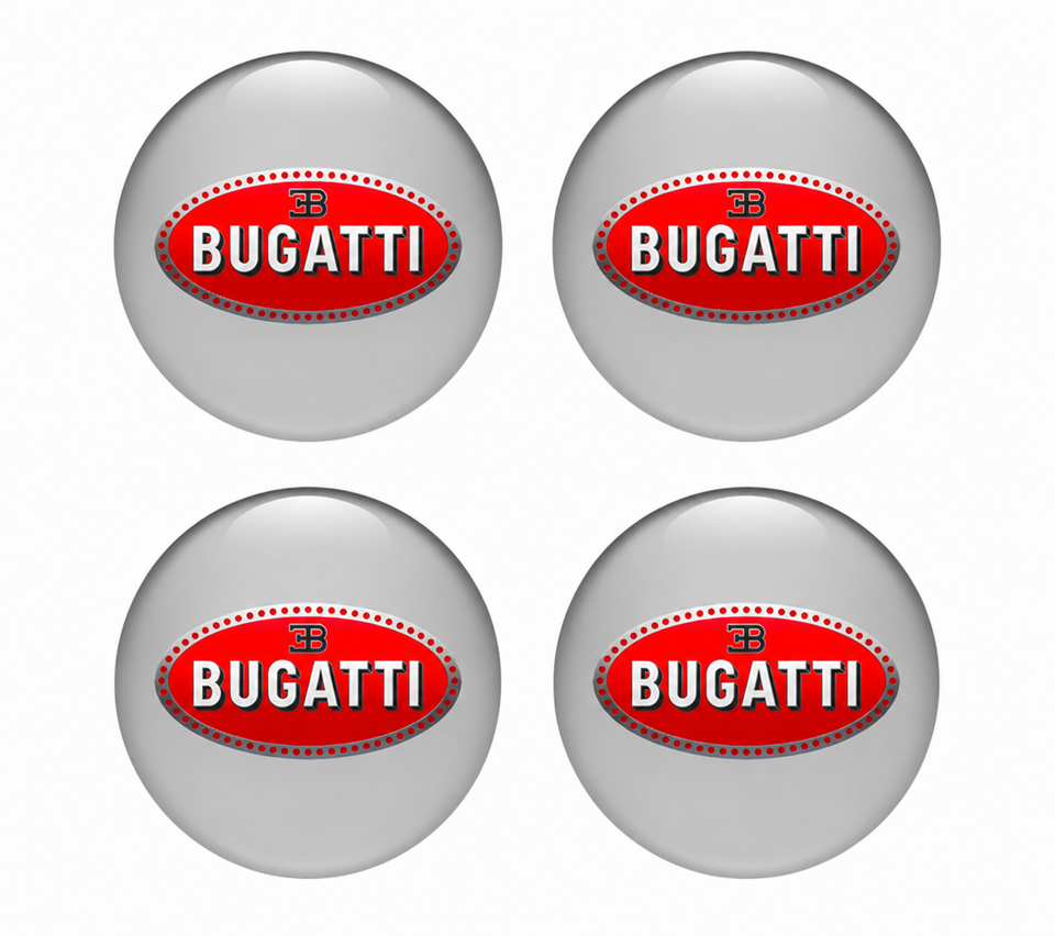 Bugatti Glossy Stickers 4pcs Decals Resin Badge Wheel Center Caps Rims ...