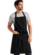 100 Cotton Kitchen Apron with 2 Pockets   Adjustable Chef Standard Jet Black