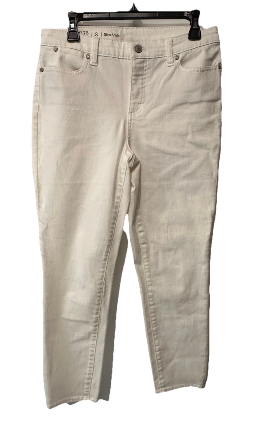 Talbots Ivory Off White Flawless Slim Ankle Jeans Pants New Size 8