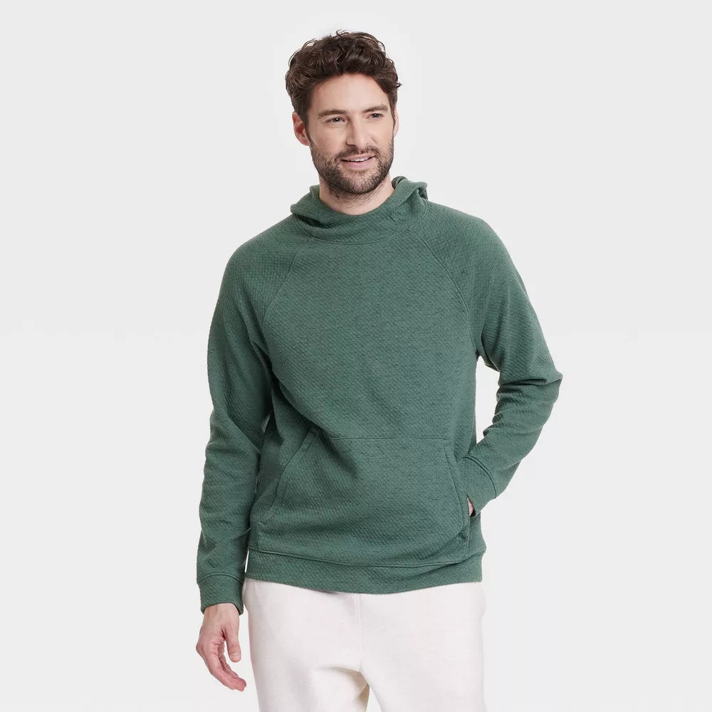 Mens Textured Pullover Hoodie - All In Motion Teal Green XXL 2890₽