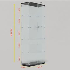 5-Tier Glass Display Cabinet with Bluetooth LED Light Strip, 2-Door Floor...