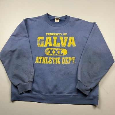 Vintage Jerzees Sweatshirt Mens XL Blue Galva Athletic Dept 90s Graphic Pullover