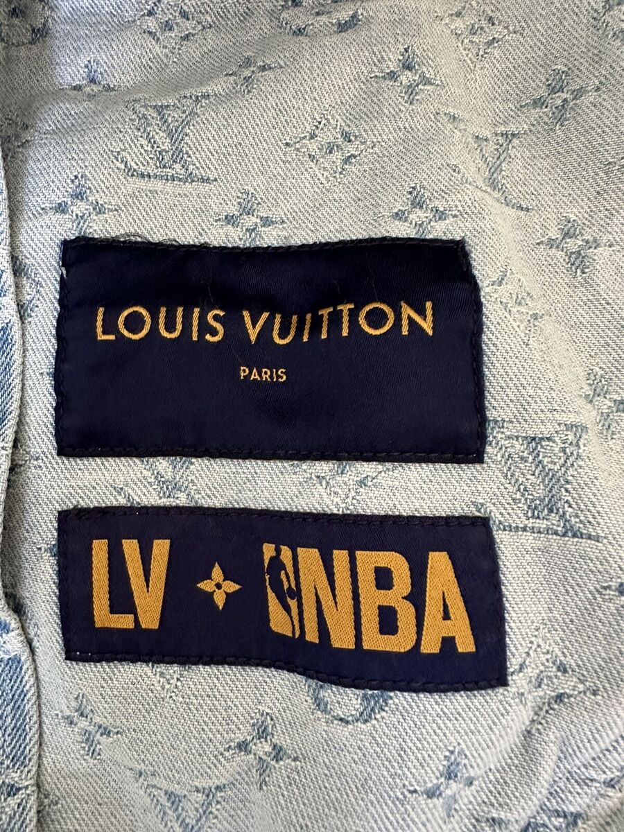 Louis Vuitton NBA Mens Denim Jacket Size 48 Blue White LV Monogram