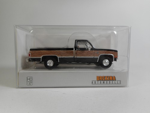 Brekina 1:87 Chevrolet C20 Pickup Nero, Decorazione In Legno Modello Pronto - Foto 4 di 5