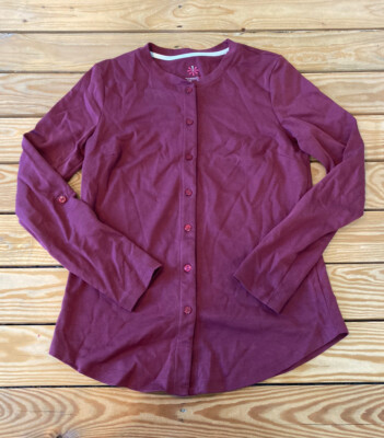 Isaac Mizrahi Live NWOT Women s Pima Cotton Button front top size 2XS Plum S3