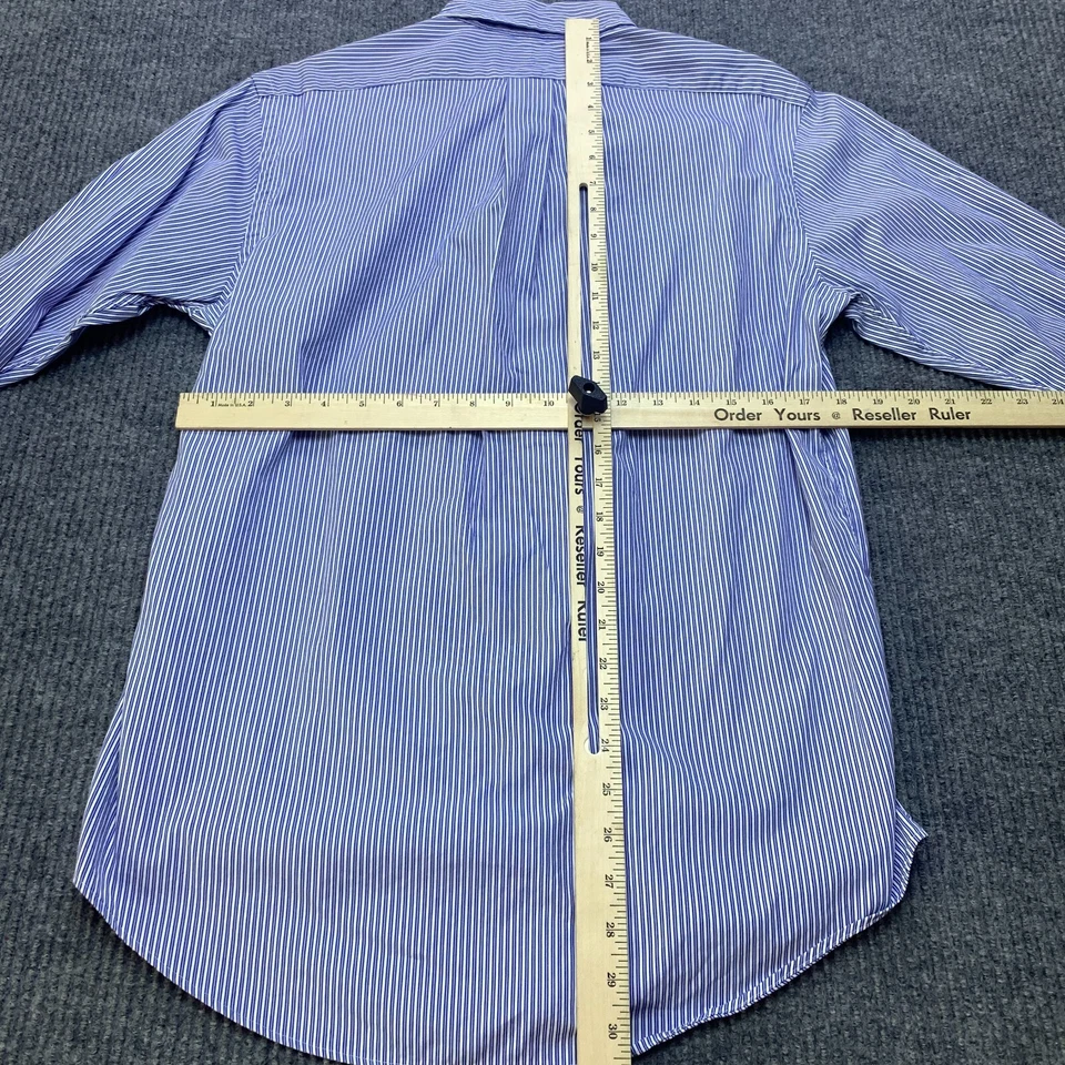 Camisa de vestir Ralph Lauren para hombre a rayas con botones 32x33 azul Academia Preppy Teach Foto 4 de 4