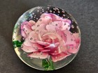 3" Art Glass Paperweight Pink/Purple Flower Clear Bottom — photo 5