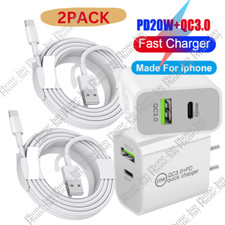 Dual USB Power Type C Adapter For iPhone 14 13 12 11 XR 20W PD Fast Wall Charger