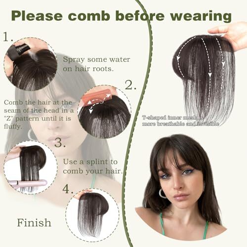 NAYOO Bangs Hair Clip 100 Real Human Hair Toppers 3D French Bangs Dark
