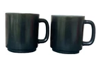 Vintage Glasbake BLACK “D" Handle Stackable Mugs Lot of 2 Heat Resistant
