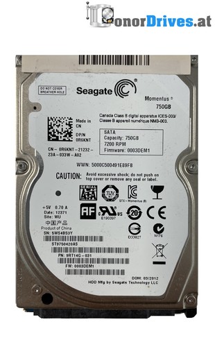 Seagate ST9750420AS - 750 GB - SATA - 9RT14G-031 - PCB 100619769 Rev. A*
