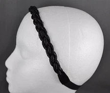 Black sparkle sparkly braid braided stretch headband hair band 3/4" wide