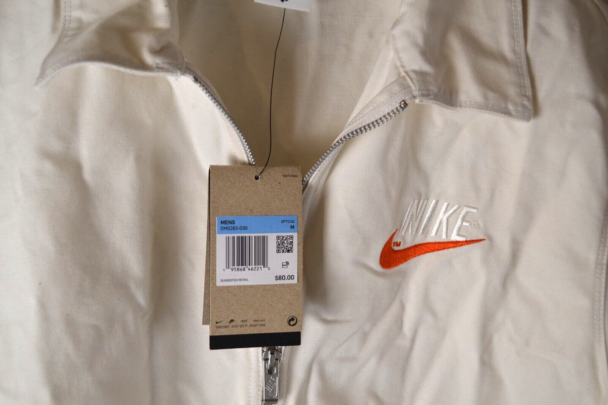 Nike Men's Half-Zip Polo Shirt, Size M, White with Orange Swoosh