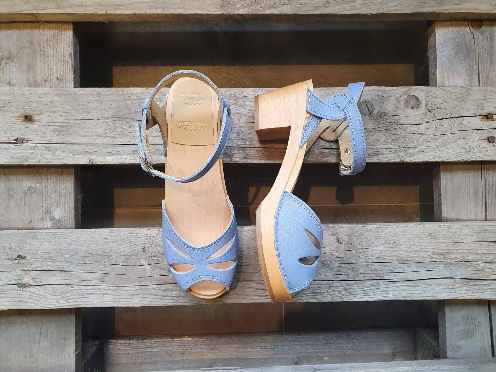 Maguba Rio Light Blue Swedish Clog Sandals US Womens 7 EU 37-image