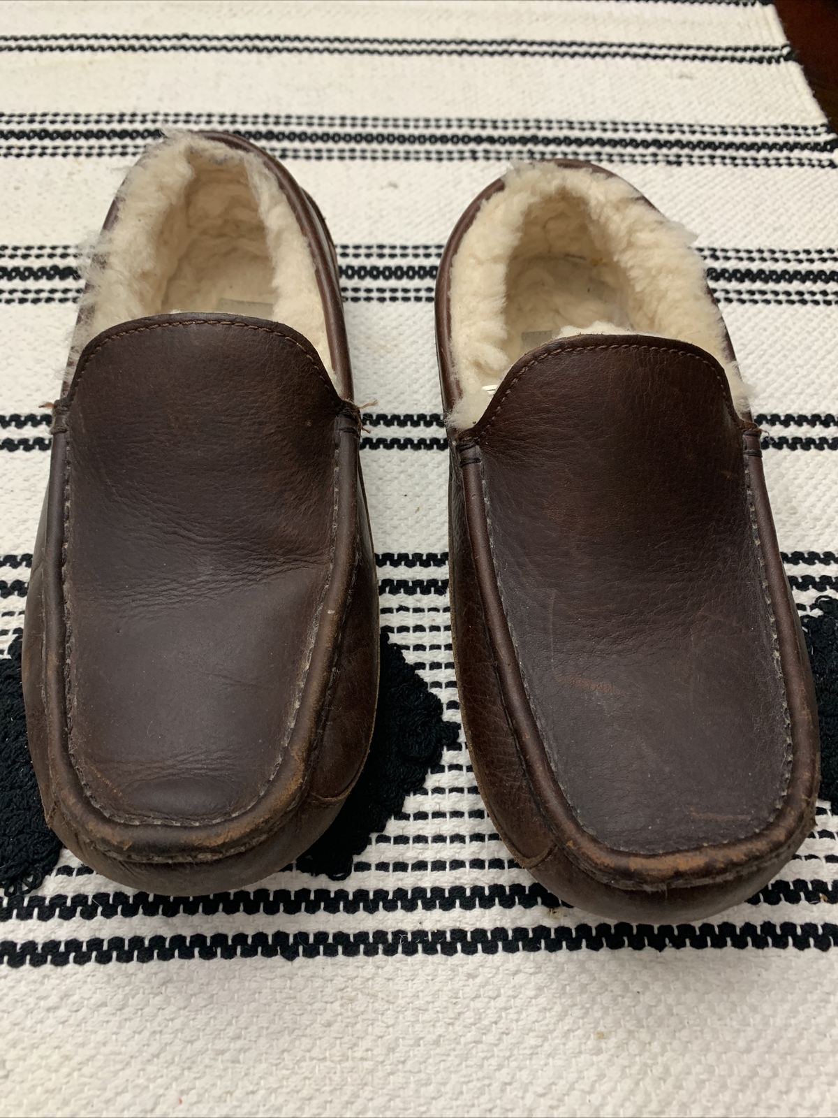 mens dark brown Leather Ugg slippers 