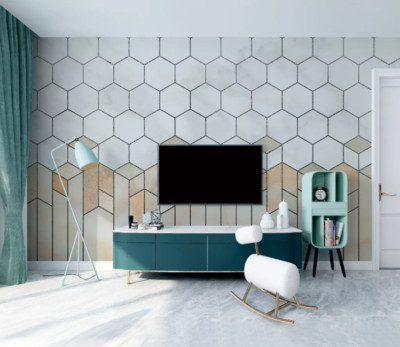 3D Hexagon Splicing ZHUA3437 Wallpaper Wall Murals Removable Self-adhesive Ann