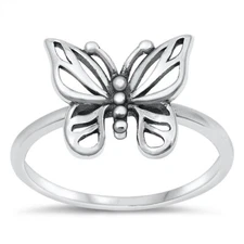 925 Sterling Silver Beautiful Butterfly Fashion Ring Band New 11.7mm Size 4-10