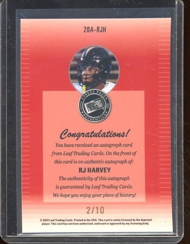 2024 Leaf Collective '00 Press Pass Shimmer Orange RJ Harvey Rc Auto (2/10) - 第 2/2 張圖片