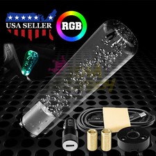 Led Light Rgb Shift Knob Stick Crystal Transparent Bubble Gear Shifter 15cm