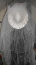Vintage 80's White Wedding Hat with Veil
