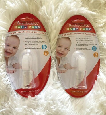 2 Pack Brush Buddies Baby Care 0-3 years Finger Toothbrush Soft Bristles 