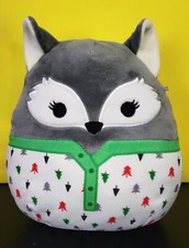 Squishmallows Floxie The Gray Fox 8" Plush Christmas Green Pajamas Squad