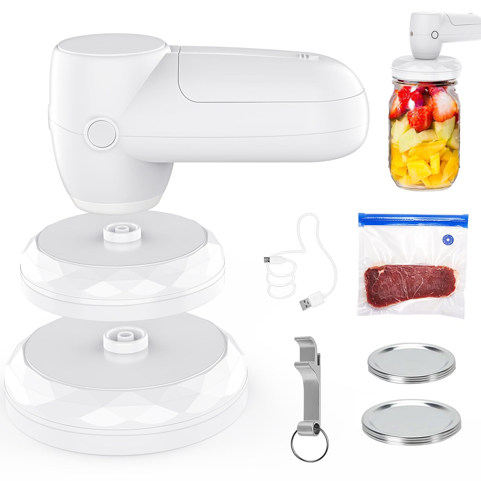 Electric Mason Jar Vacuum Sealer Kits for Wide Mouth Regular Mouth Mason Jars...