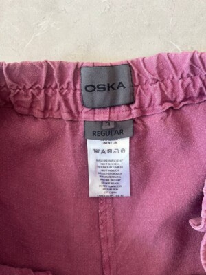 Pantalon Femme OSKA 100% Lin Rose - Taille 3 - Jambes Larges - Regular - Tchèque