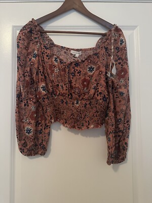 NWT! Coco & Jaimeson Shirt Size XL Women s Floral Crop Top Multicolor 