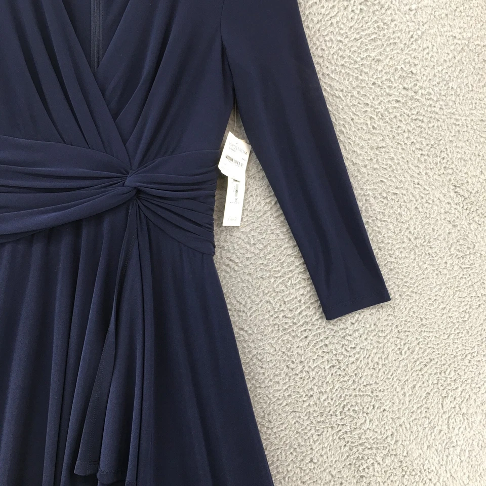 Vestido envolvente manga larga Eliza J para mujer 0 azul cuello en V informal cremallera trasera informal nuevo con etiquetas Foto 4 de 4