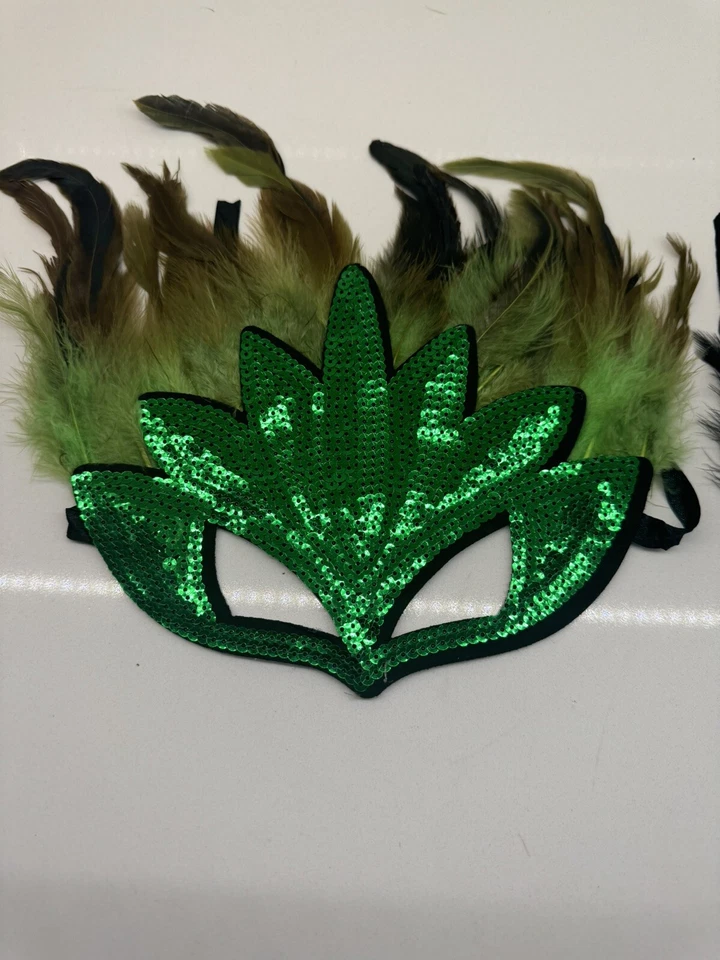 Halloween Feather Mask Costume Accessory Mardi Gras Dress Up Party bundle 2pack - Image 2 of 4
