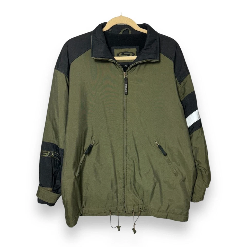 Structure Sport Jacket PU-Coat Nylon Weather Resistant insulated Men L Green VTG - Image 3 of 4