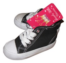Kids Child Unisex Boys Girls Canvas High Black Athletic Lace-Up Shoes sz 5