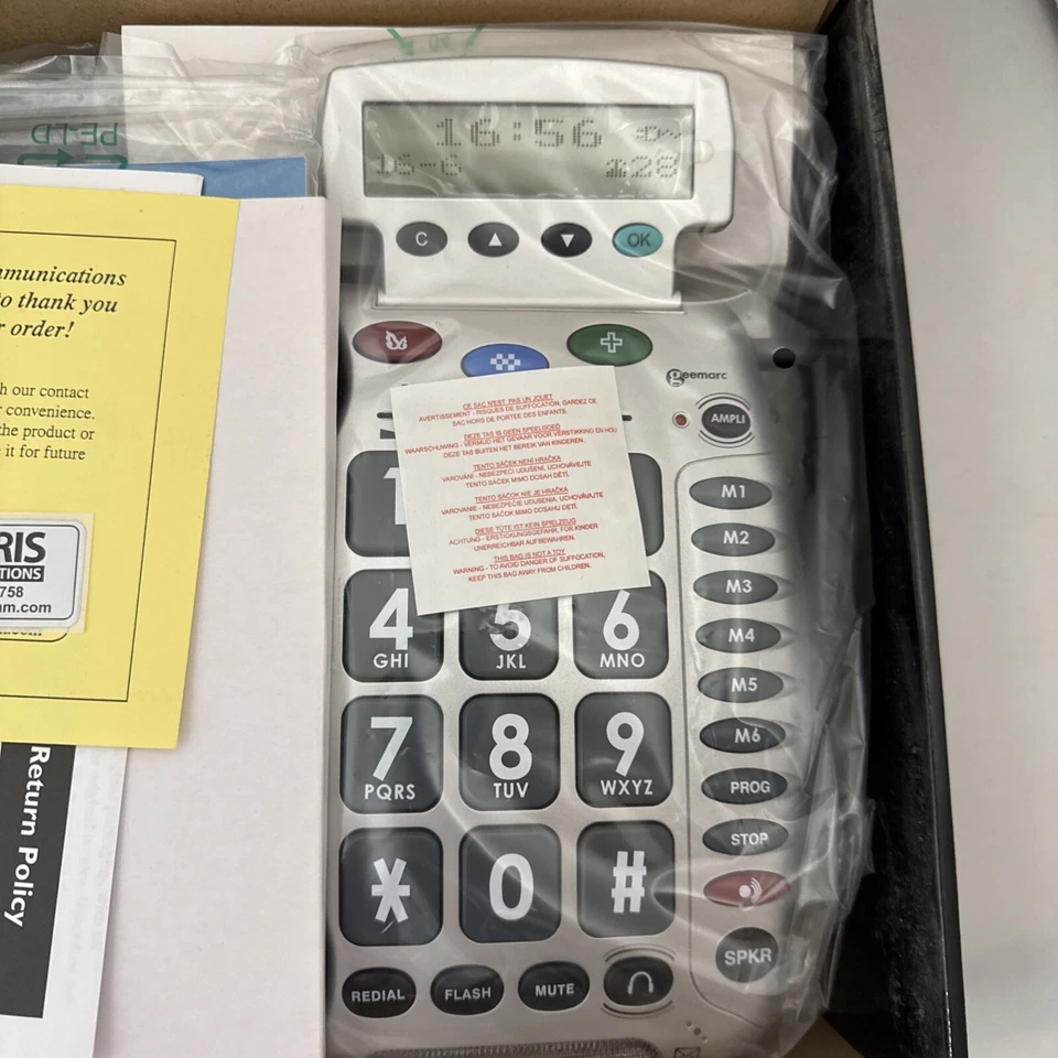 Geemarc AMPLI600 Respuesta a Emergencias Amplificado Teléfono Fuerte Número Grande NUEVO PLATEADO Foto 4 de 4