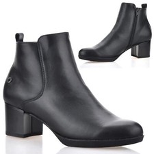 Stivaletti biker da donna in pelle tacco medio blocco cerniera tacco a blocco smart taglia