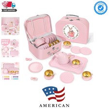 Tea Party Set for Little Girls, Princess Tea Time Toys Including Tin Teapot S...