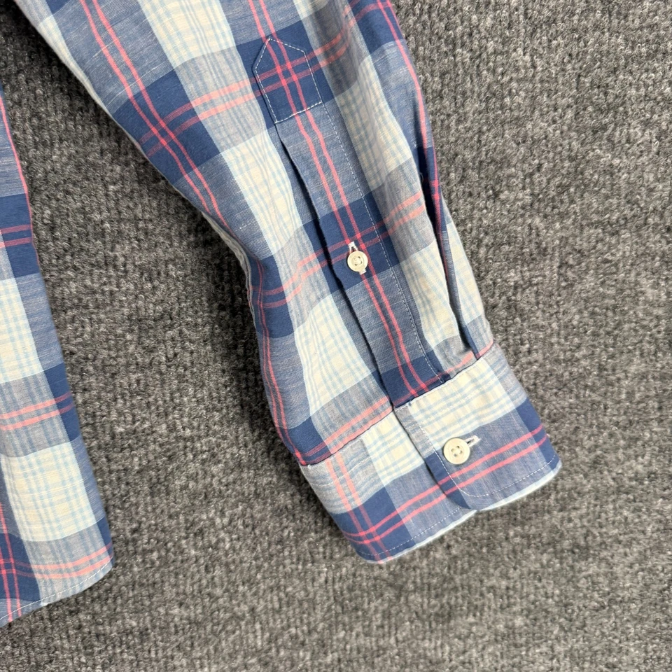 Camisa Vineyard Vines Para Hombres S Azul A Cuadros Lino Algodón Abotonada Oficina Preppy Foto 4 de 4