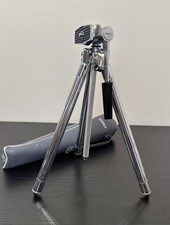 VINTAGE SUNSET CHROME CAMERA TRIPOD WITH TELESCOPING LEGS SUNSET CASE