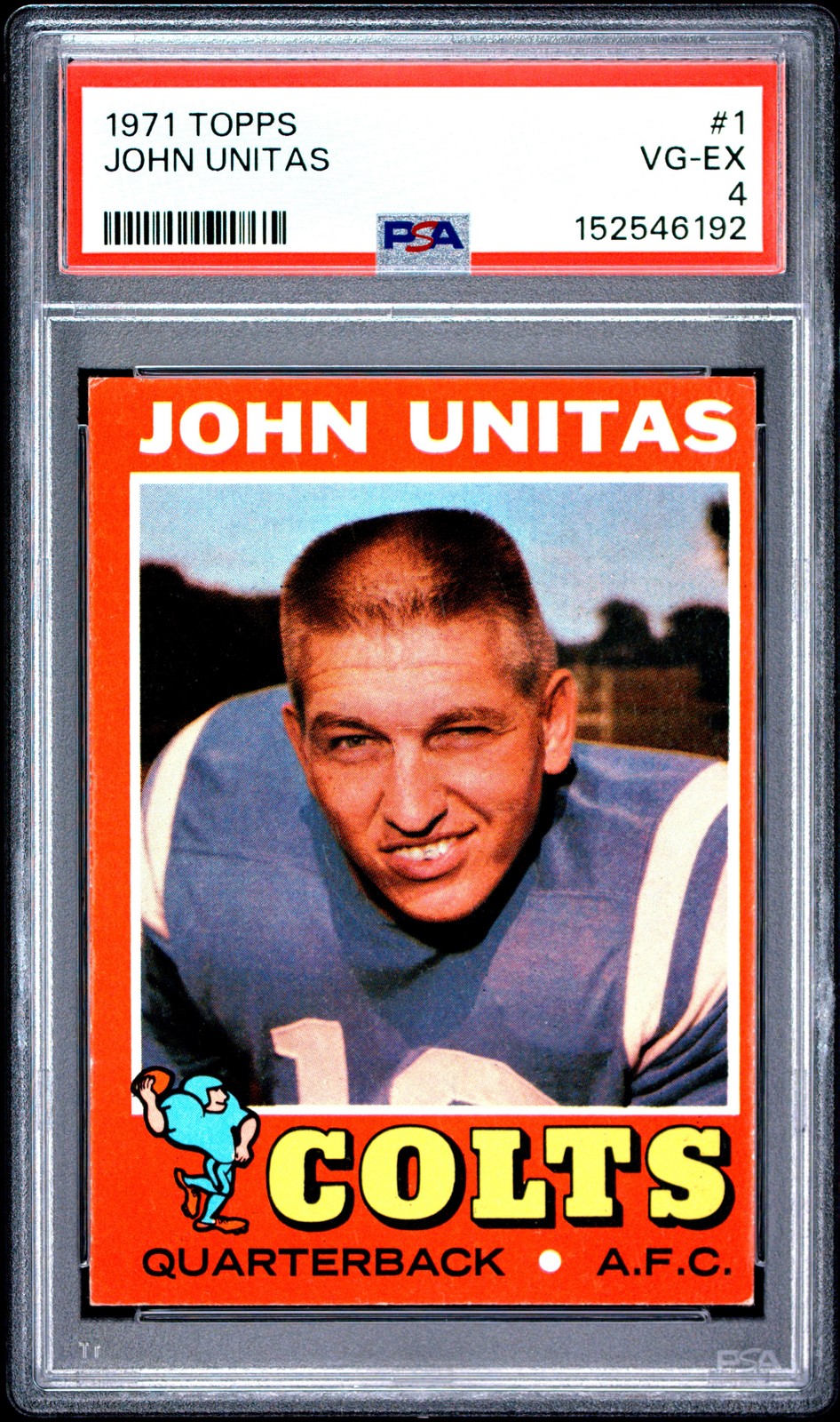 1971 TOPPS #1 JOHN UNITAS PSA 4 view 1