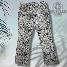 RAG & BONE Women's 28 Gray Cheetah Flocked Jeans Hana Cropped Mobwife Bikercore