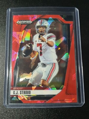 CJ Stroud - Prizm Draft Picks 2025 - Texans, Ohio State - Red Cracked Ice 