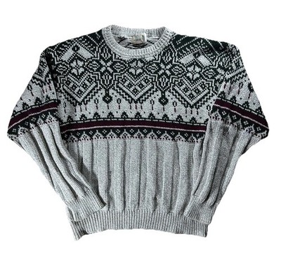 Vintage RedHead Christmas sweatshirt Geometric XL Grandma Knit Pullover 90s USA