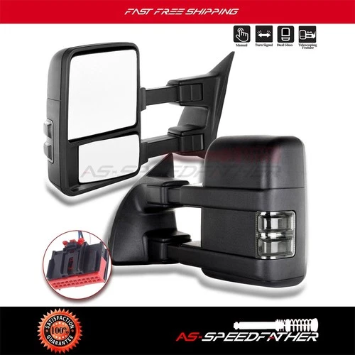Left+Right Manual Side Mirrors Signal Tow Mirrors For 2008-2015 Ford Super Duty
