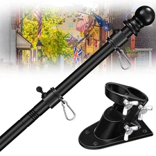 cogardenshower House Flag Pole Kit - 5ft Tangle Free 5FT, Black 