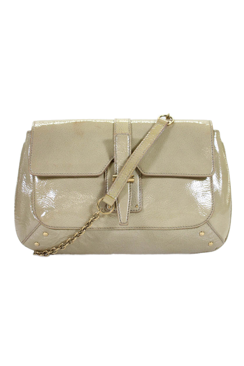 Borsa donna Yves Saint Laurent tracolla singola vintage pelle verniciata marrone