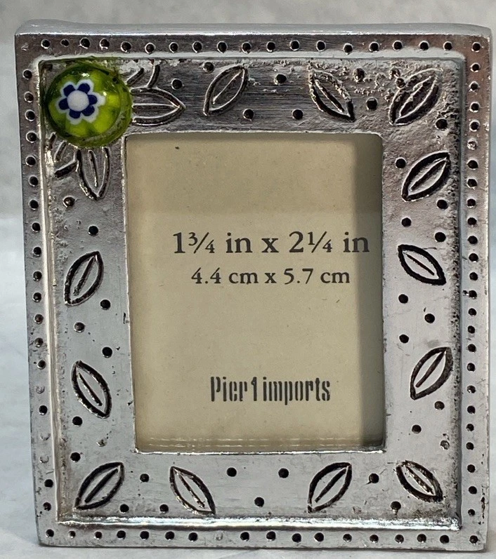 Set of 3 Pier 1 One Imports Desktop Frames 1.75” X 2 1/4" Vintage, Silver Tone - Image 3 of 4
