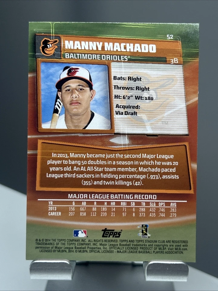 2014 Manny Machado Stadium Club Gold Foil - Baltimore Orioles z1026 - Image 2 of 4