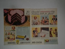 Magazine Ad* - 1937 - Baker's Chocolate & Cocoa - Peppermint Cake Recipe