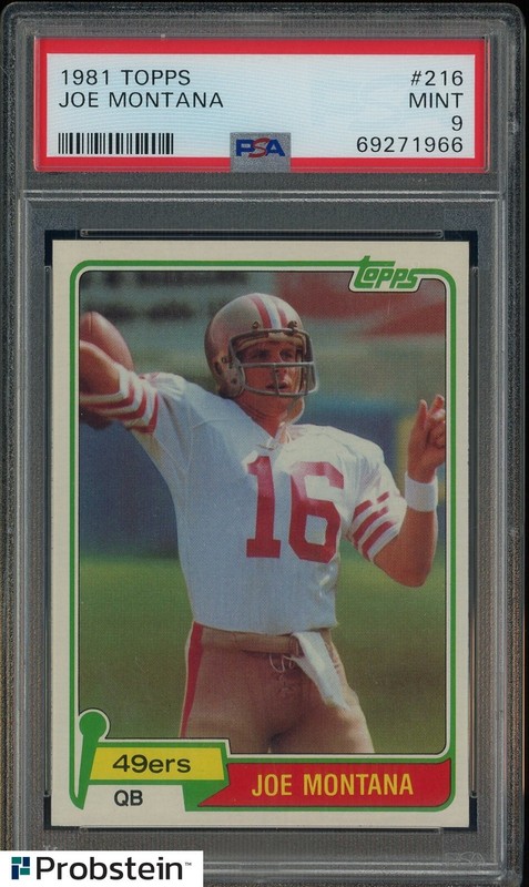 1981 Topps Football #216 Joe Montana 49ers RC Rookie HOF PSA 9 MINT
